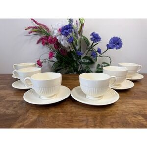 Wedgwood Edme Etruria Creamware Cups and Saucers Set of 6 England